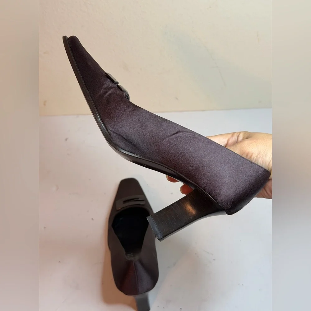 Gucci Satin Block Heel Loafer Pumps Size 35.5